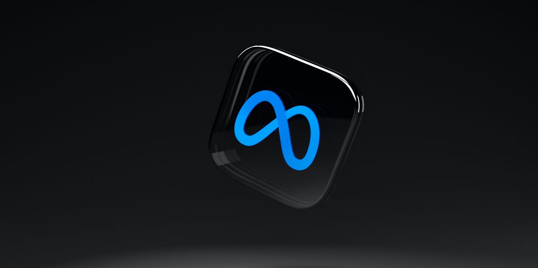 Das Meta Logo schwebt in der Luft